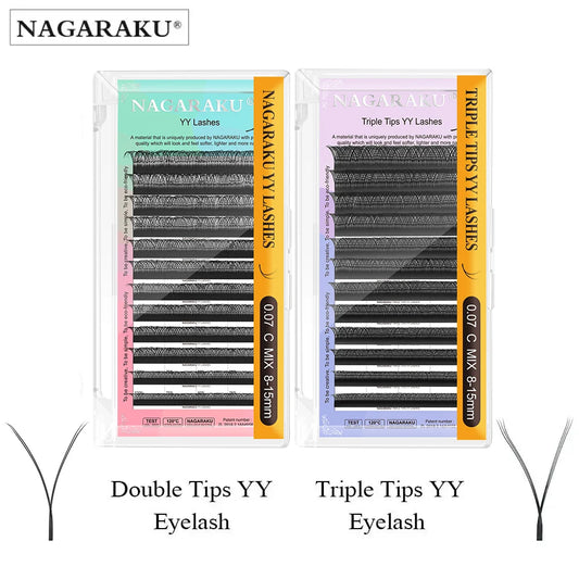 NAGARAKU YY Shape Double/Three Split Tips Triple Top  Interlaced Root Eyelash Extensions Eyelashes