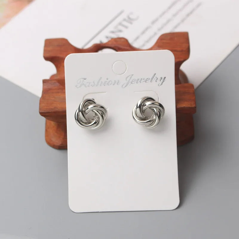 Tiny Metal Stud Earrings for Women Gold Color