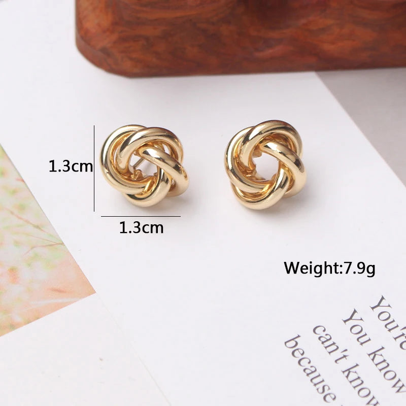 Tiny Metal Stud Earrings for Women Gold Color