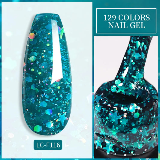 LILYCUTE Glitter Sequins Gel Nail Polish Shiny