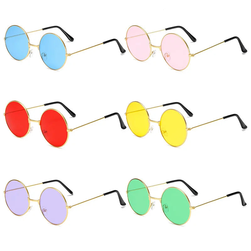 Retro Hippie Round Metal Frame Sunglasses Fashion