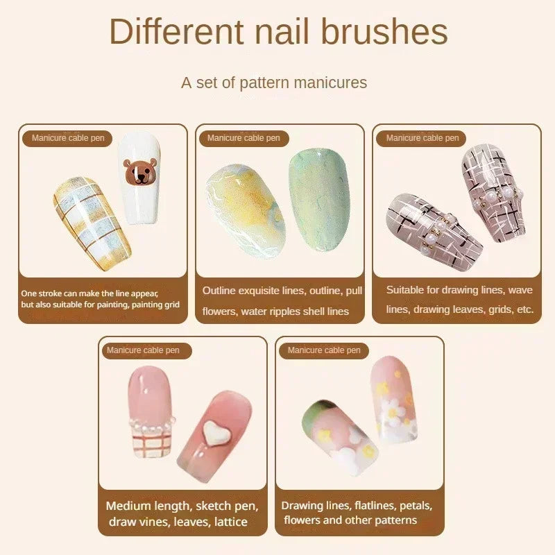 5 Sizes Nail Art Pens brushes